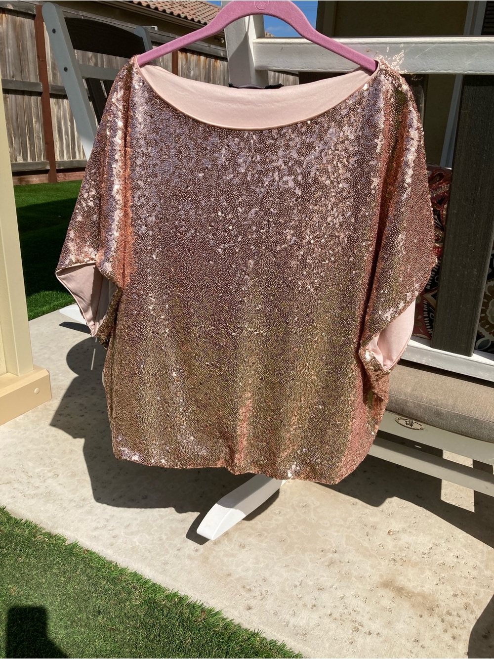 New York & Company Rose Gold Sequin Top